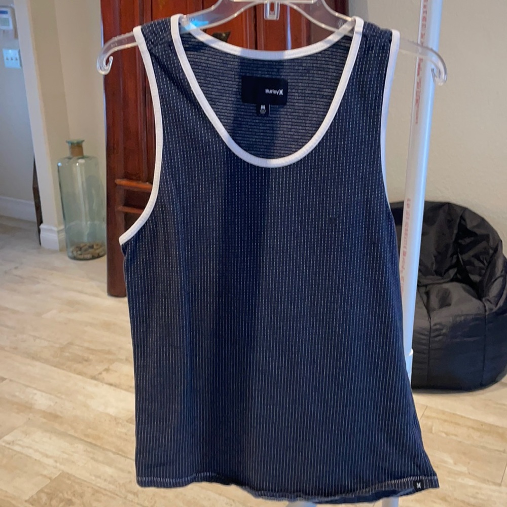 Hurley Mens Medium Navy & White Tank Top